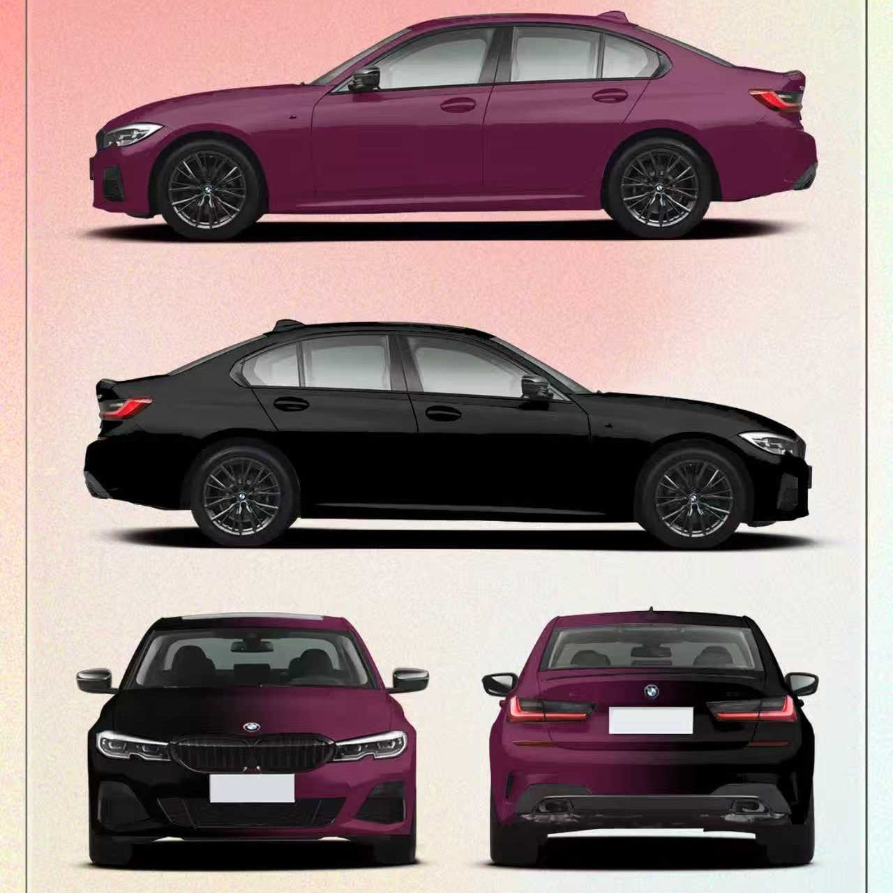 Quality Berry Purple And Black Gradient Customized Car Vinyl Wrap For Sale |