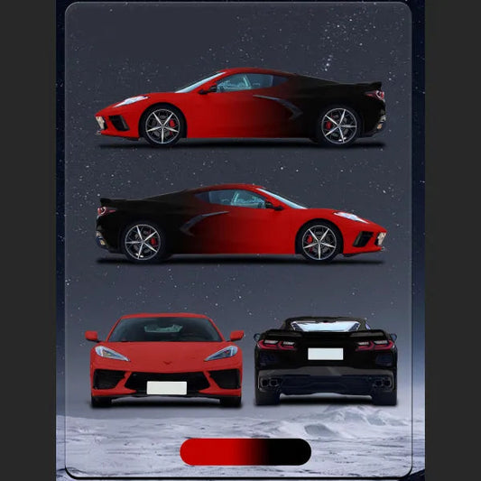 Quality Black To Red Gradient Customized Car Vinyl Wrap For Sale |