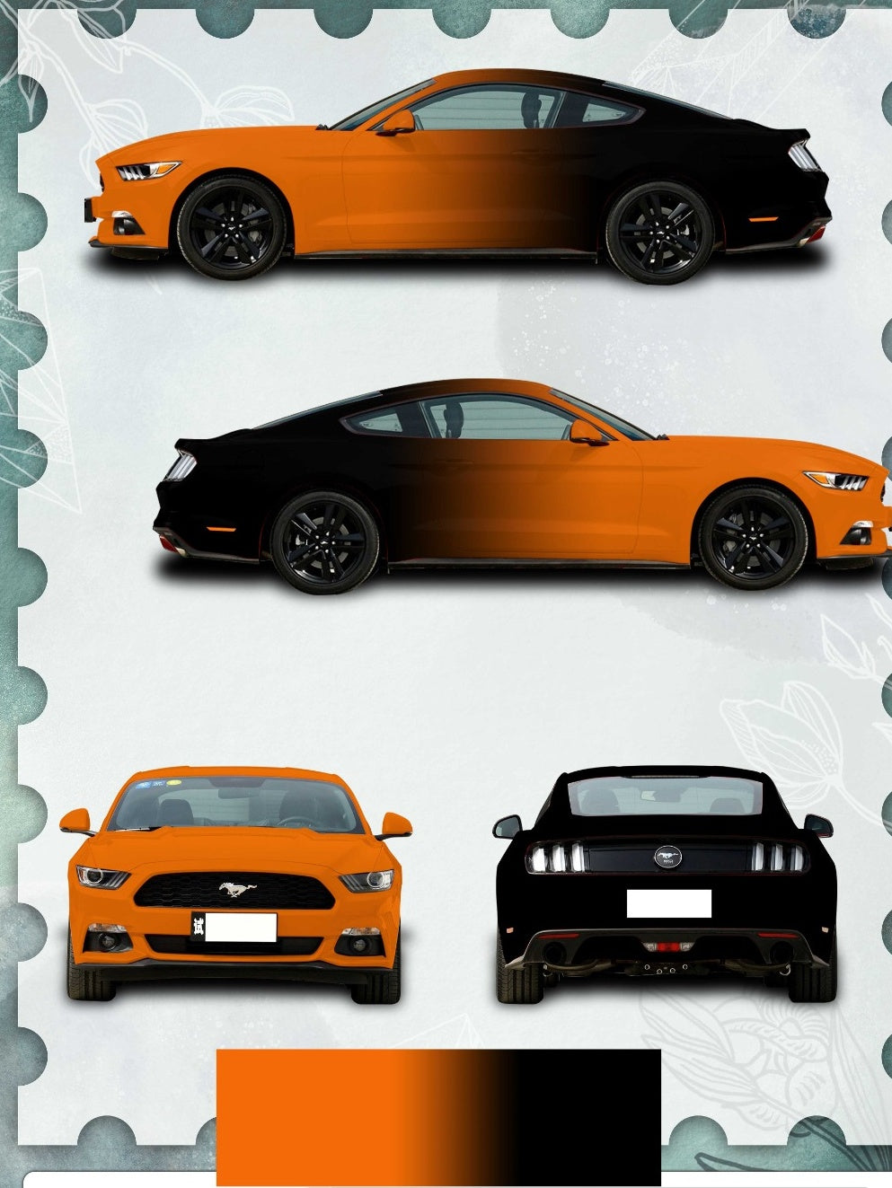 Quality Orange-Black Gradient Customized Car Vinyl Wrap For Sale |
