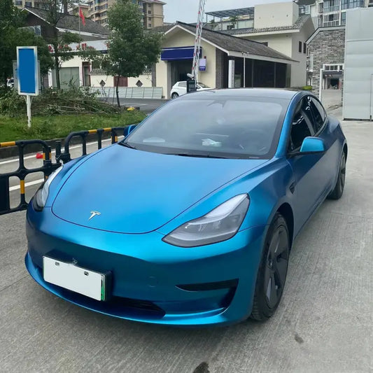 Quality Matte Heavy Metal Sparkle Blue Car Vinyl Wrap For Sale |