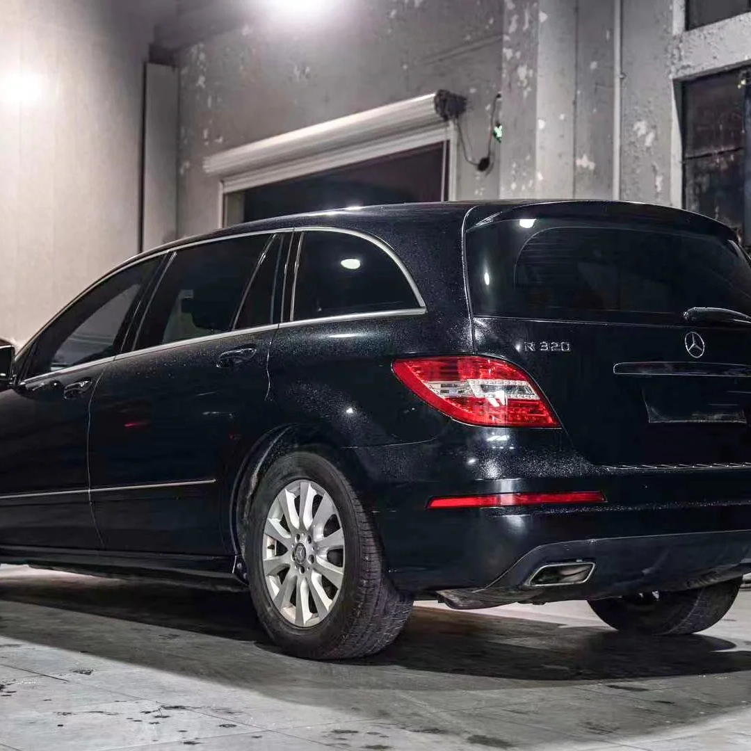 Benz Glossy PET Sparkle Black Car Vinyl Wrap