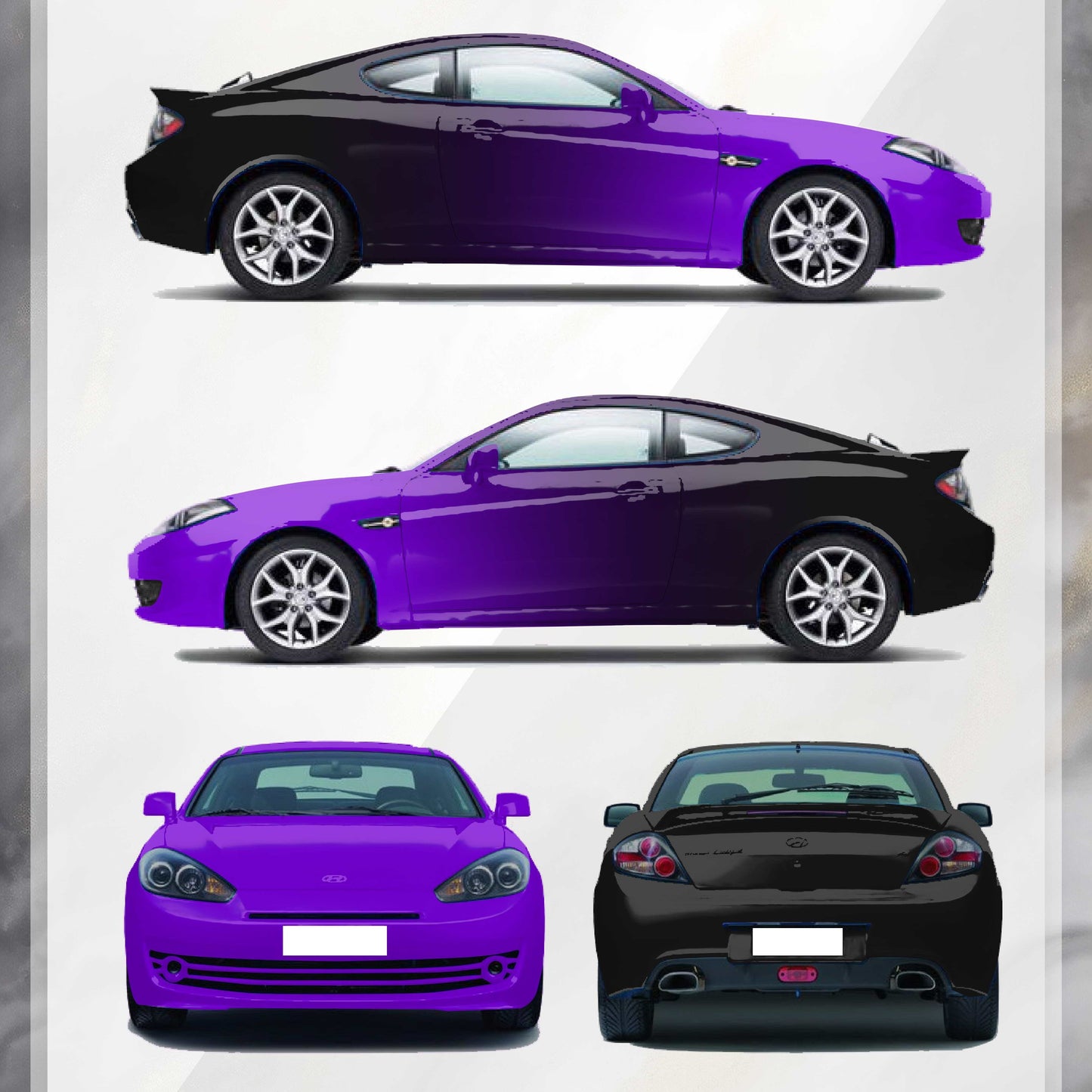 Quality Gradient Of Bright Purple And Black Customized Car Vinyl Wrap For Sale |