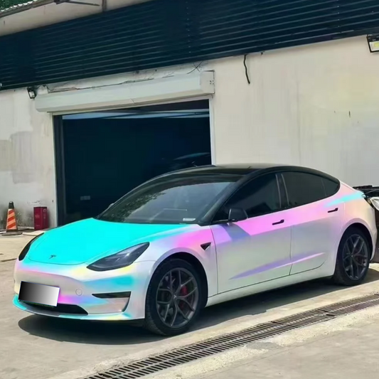 Quality Matte Holographic Rainbow Neo Chrome Car Vinyl Wrap Non-stretchable For Sale |