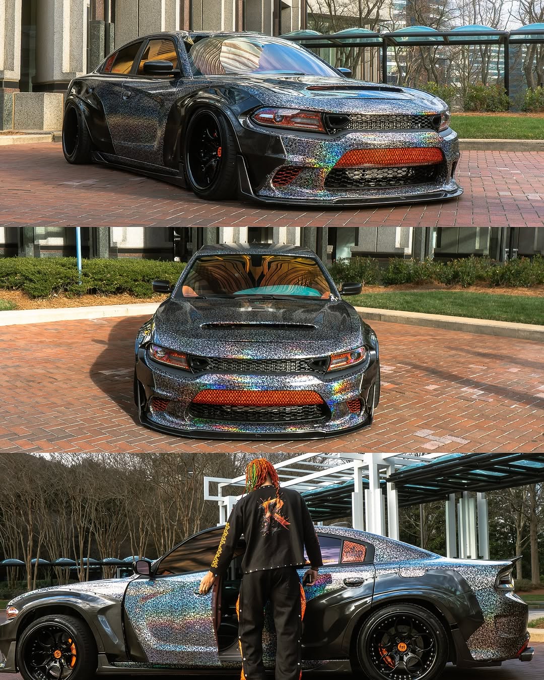 Quality Matte Rainbow Flower Carbon Car Vinyl Wrap For Sale |