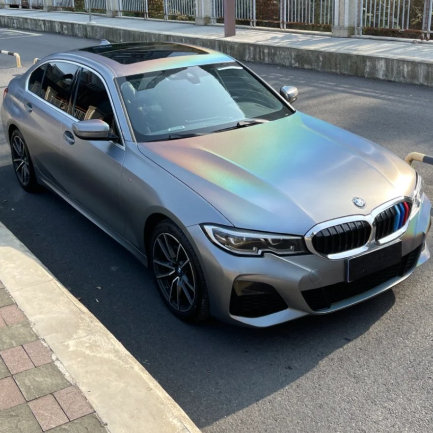 Quality Matte Rainbow Holographic Sliver Car Vinyl Wrap For Sale |