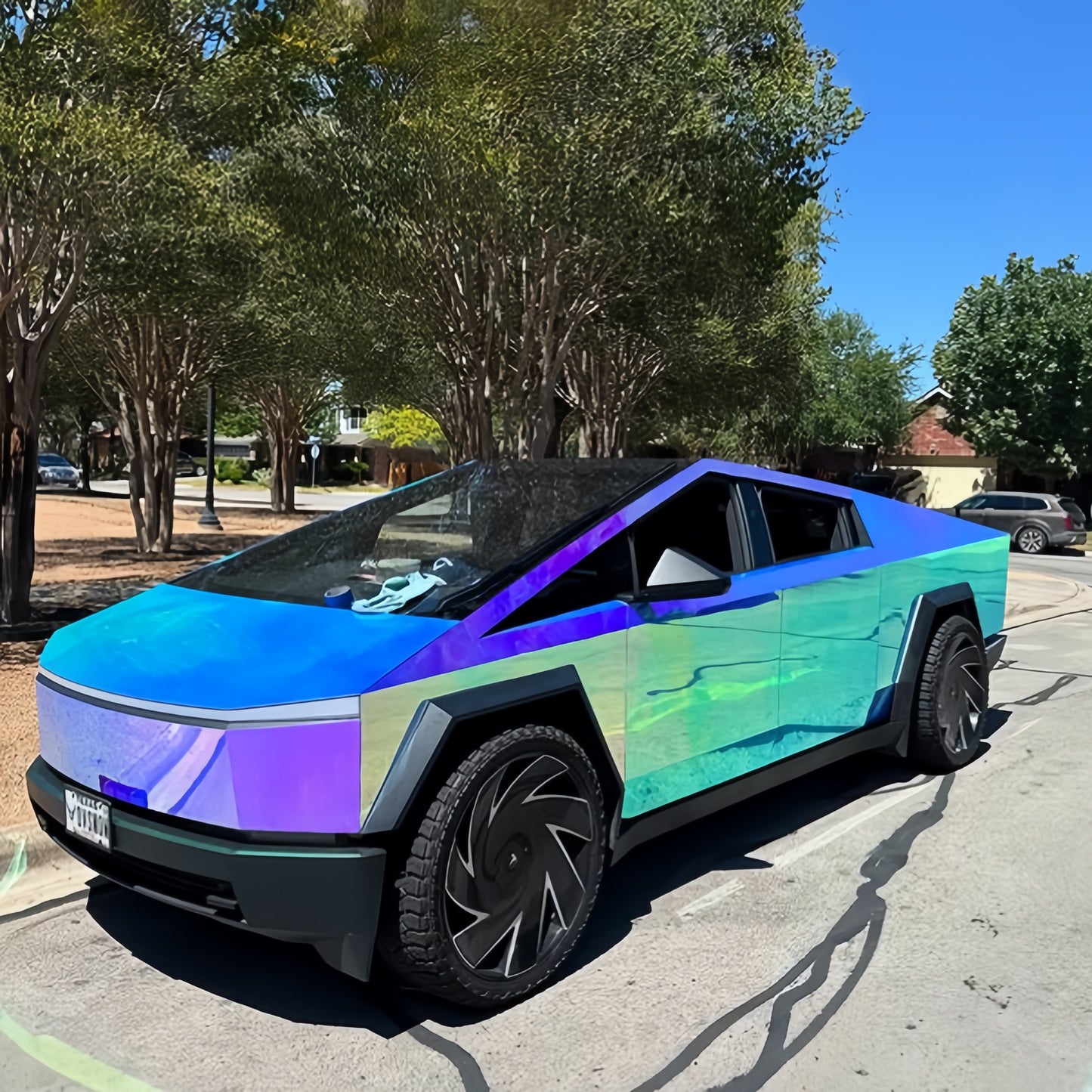 Rainbow Chrome Blue Car Vinyl Wrap
