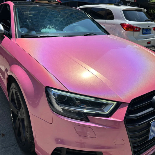 Rainbow Holographic Pink Car Vinyl Wrap