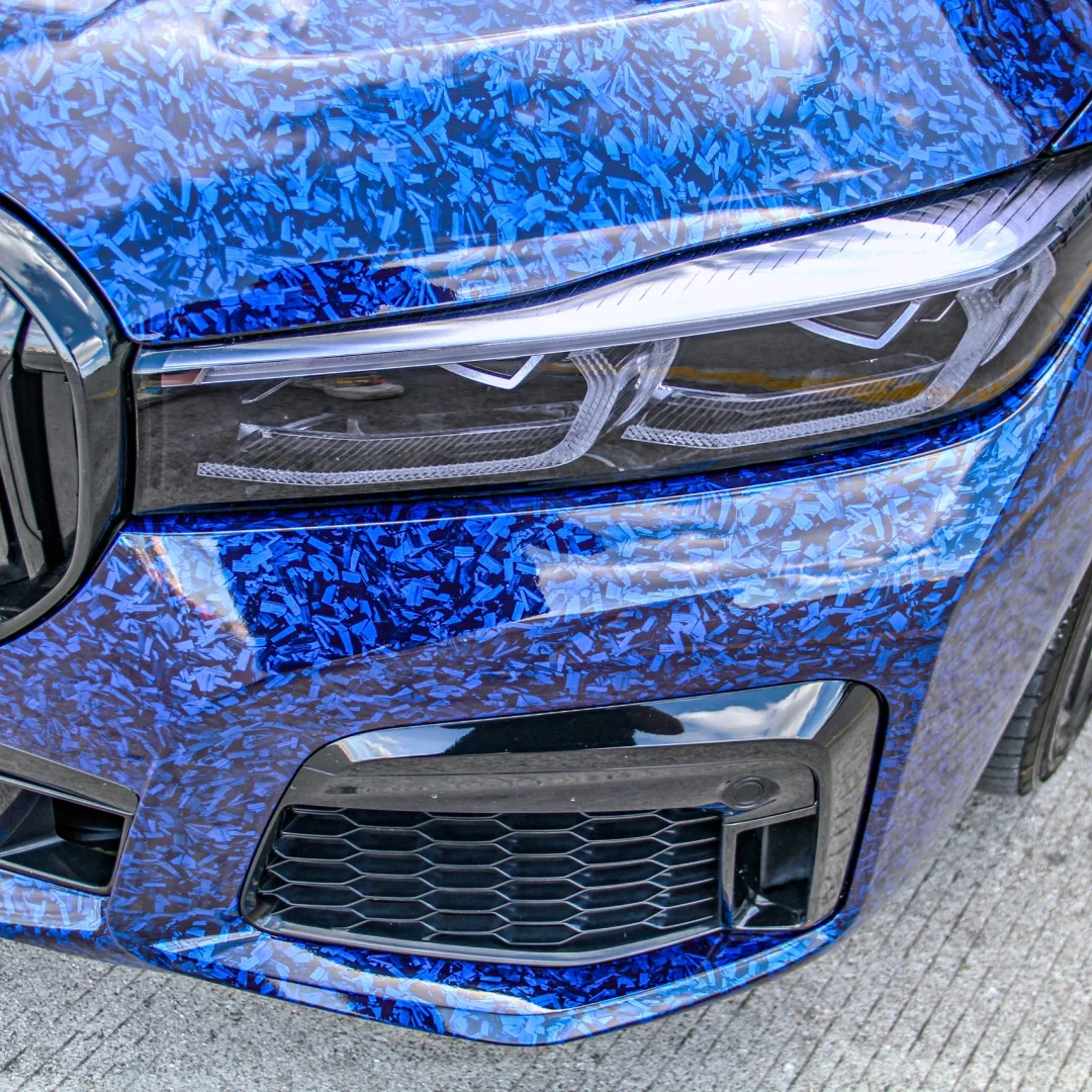 Quality Super Gloss Black Blue Carbon Car Vinyl Wrap For Sale |
