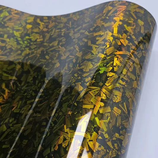 Quality Super Gloss Black Gold Carbon Car Vinyl Wrap For Sale |