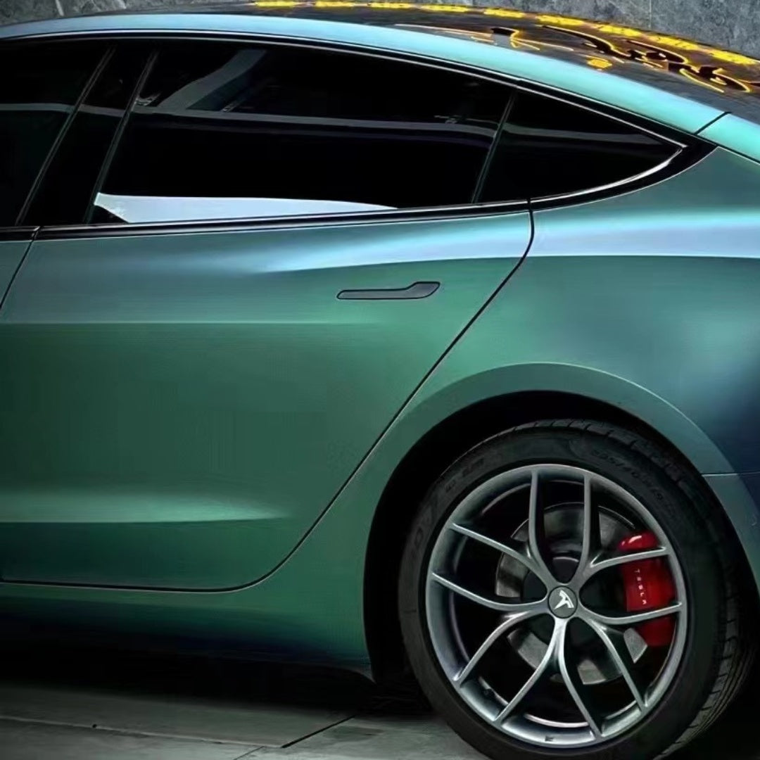Tesla Ultra-Matte Diamond Aurora Green Car Vinyl Wrap