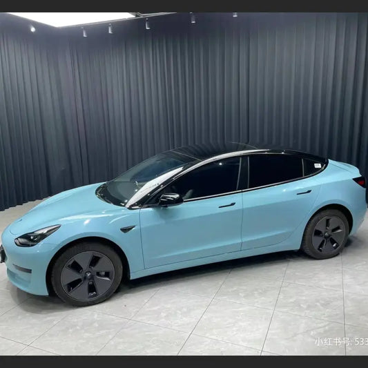 Quality TPU Glossy Crystal Light Blue Car Vinyl Wrap For Sale |