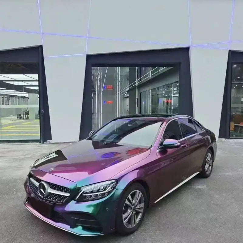 Quality TPU Glossy Metallic Green Galaxy Car Vinyl Wrap For Sale |