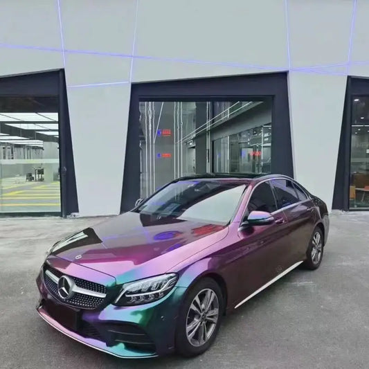 Quality TPU Glossy Metallic Green Galaxy Car Vinyl Wrap For Sale |