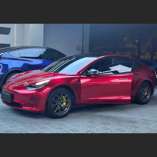 Quality TPU Tesla Gloss Midnight Cherry Red Car Vinyl Wrap For Sale |