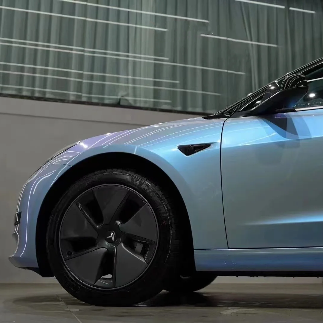 Tesla Twin Candy Grey Cyanine Car Vinyl Wrap