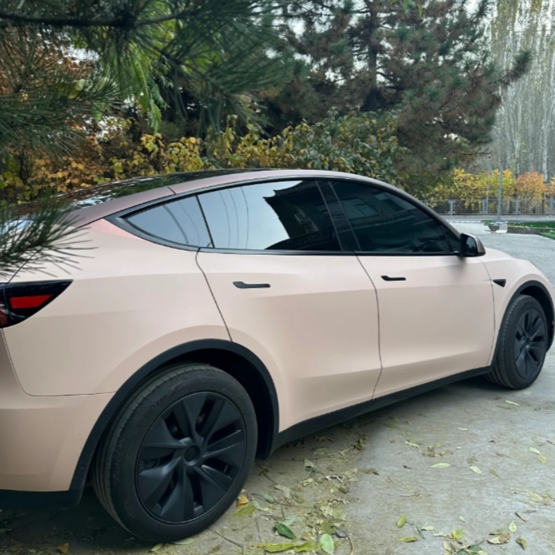 Quality Ultimate Flat Shine Latte Pink Car Vinyl Wrap For Sale |