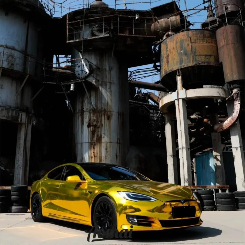 Chrome Mirror Gold Car Vinyl Wrap