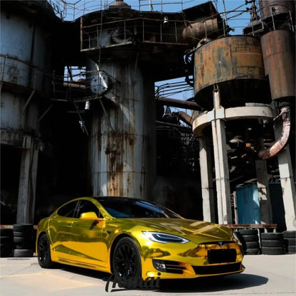 Chrome Mirror Gold Car Vinyl Wrap