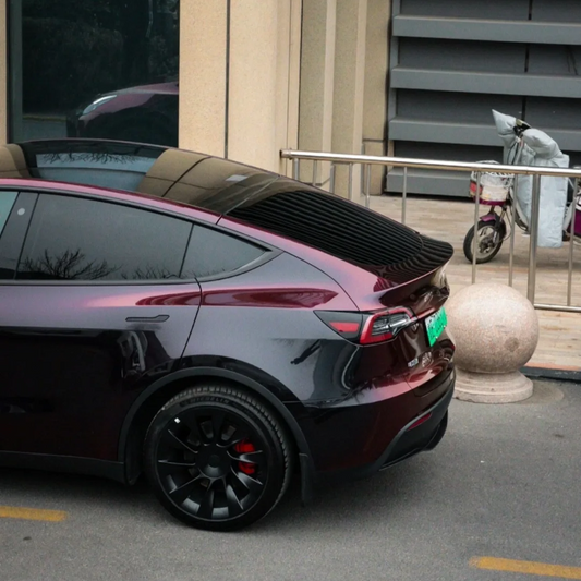 Tesla Glossy PET Diamonds Black Red Car Vinyl Wrap