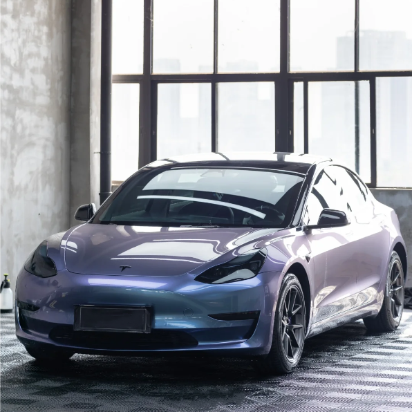 Quality Gloss Metallic Crystal Grey Purple Car Vinyl Wrap  For Sale |