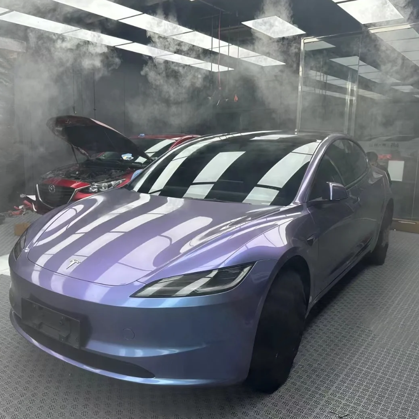 Quality Gloss Metallic Crystal Grey Purple Car Vinyl Wrap  For Sale |