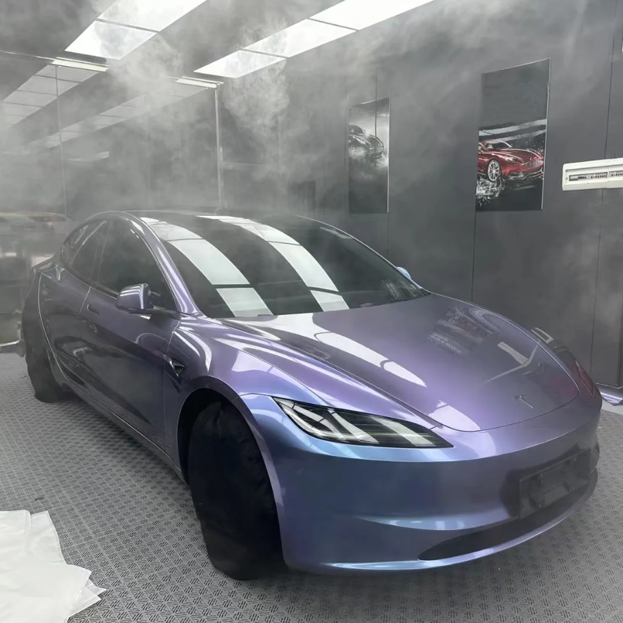 Quality Gloss Metallic Crystal Grey Purple Car Vinyl Wrap  For Sale |