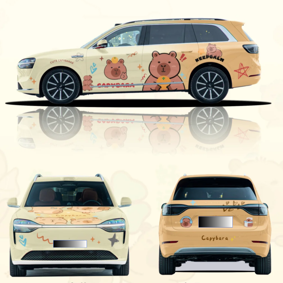 Capybara Animal Customized Car Vinyl Wrap Hood Wrap
