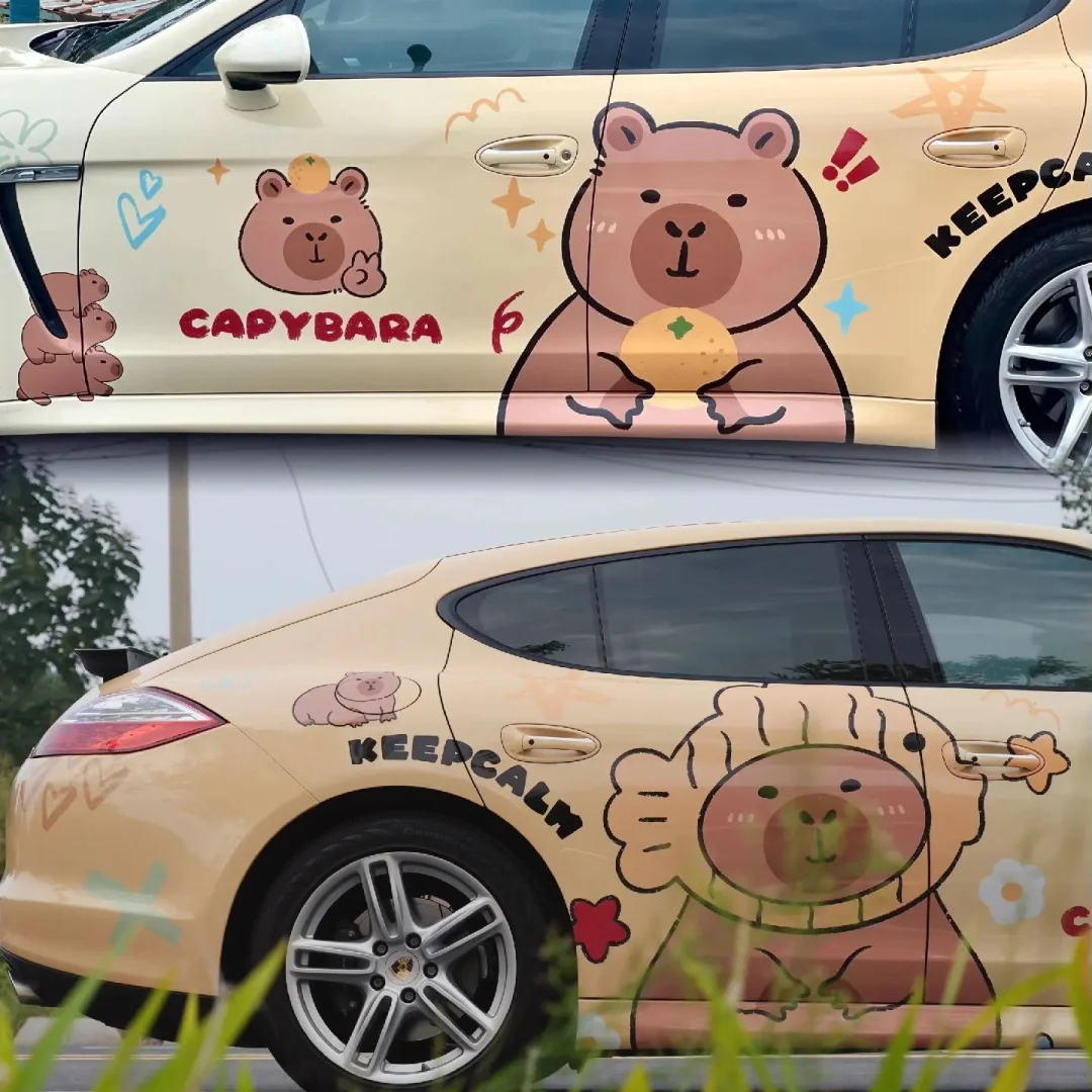 Capybara Animal Customized Car Vinyl Wrap Hood Wrap