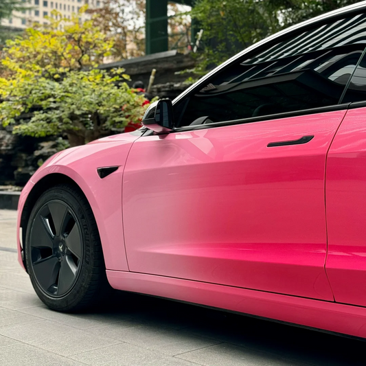 Tesla Shy Blushing Pink Custom Car Vinyl Wrap