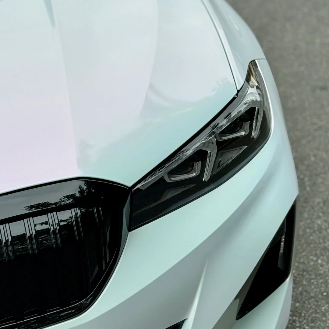 BMW Gloss PET Diamond Pink White Car Vinyl Wrap