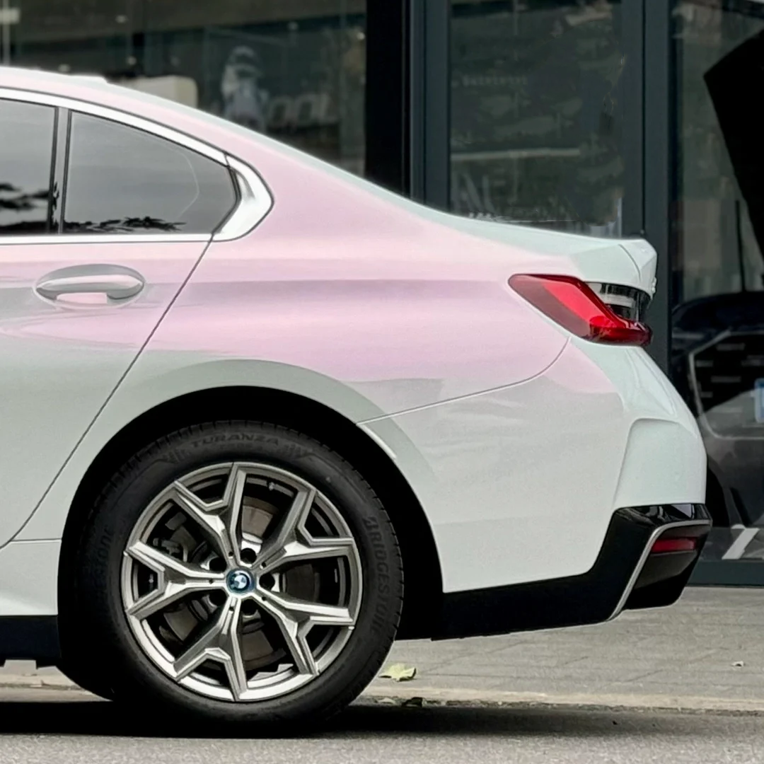 BMW Gloss PET Diamond Pink White Car Vinyl Wrap