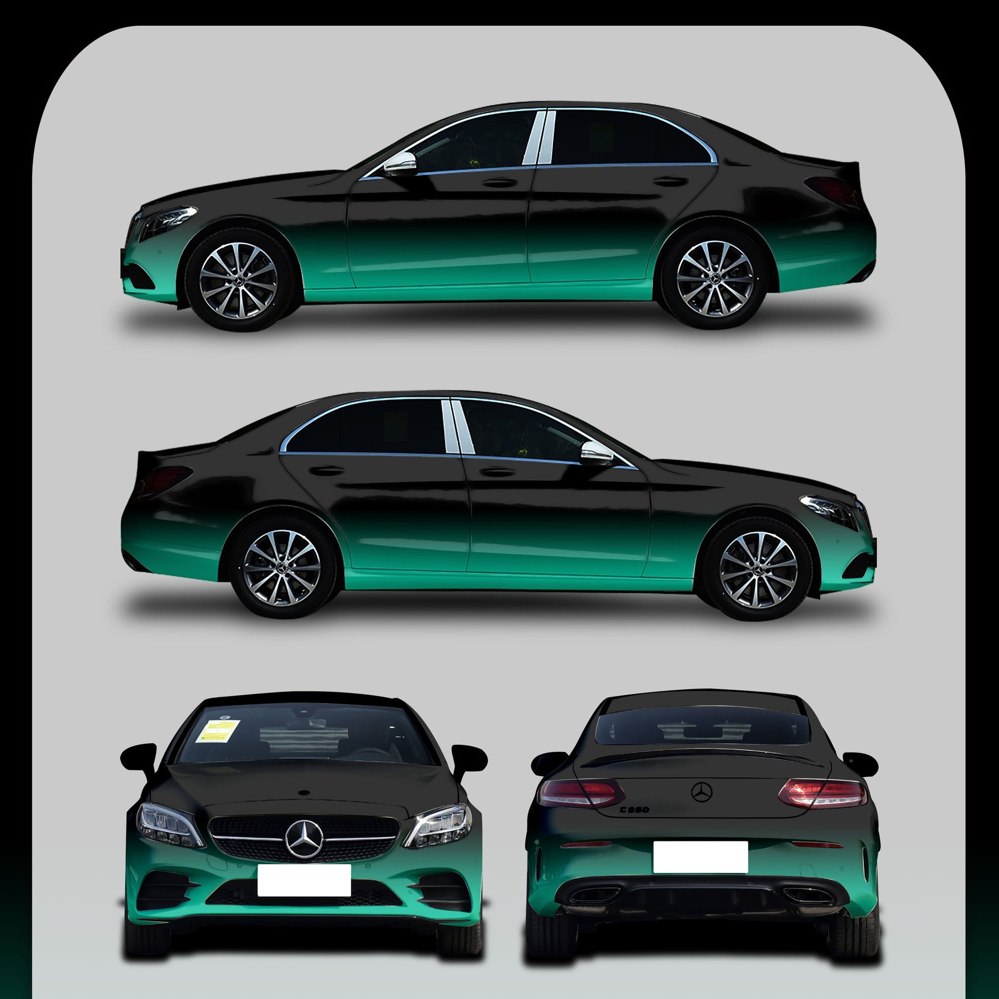 Quality  Green-Black Gradient Customized Car Vinyl Wrap  For Sale |