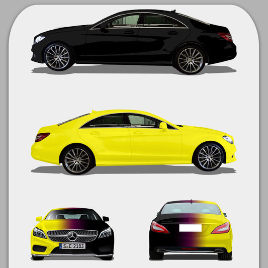 Quality Black And Yellow Gradient Customized Car Vinyl Wrap  For Sale |