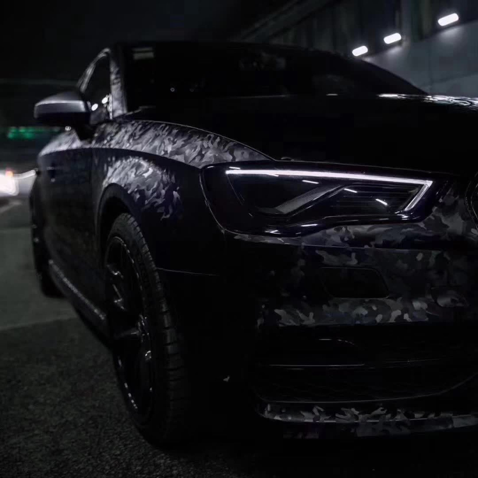 Gloss 3D Camouflage Black Car Vinyl Wrap