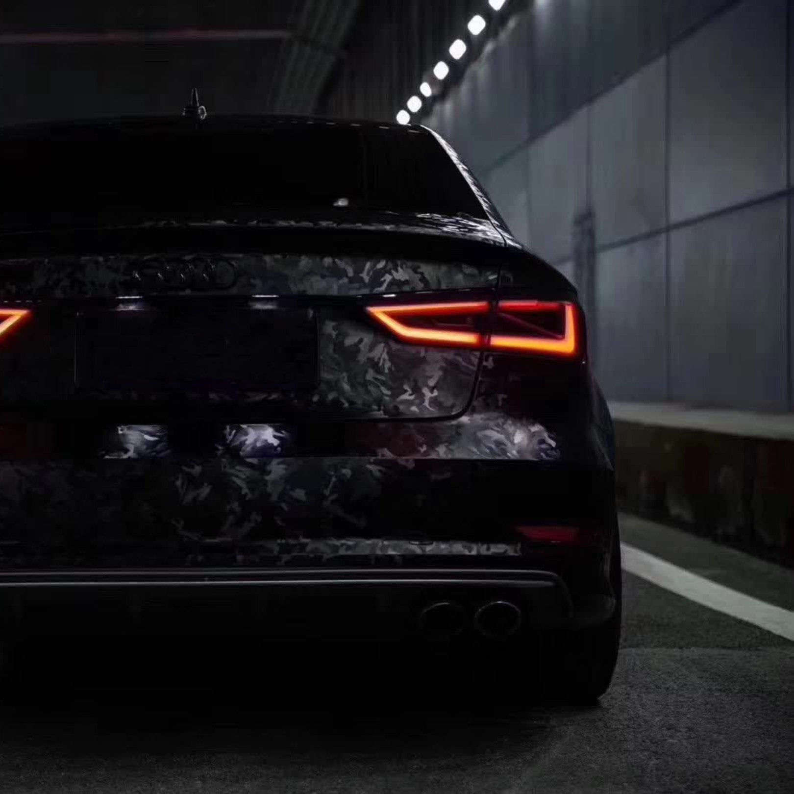 Gloss 3D Camouflage Black Car Vinyl Wrap