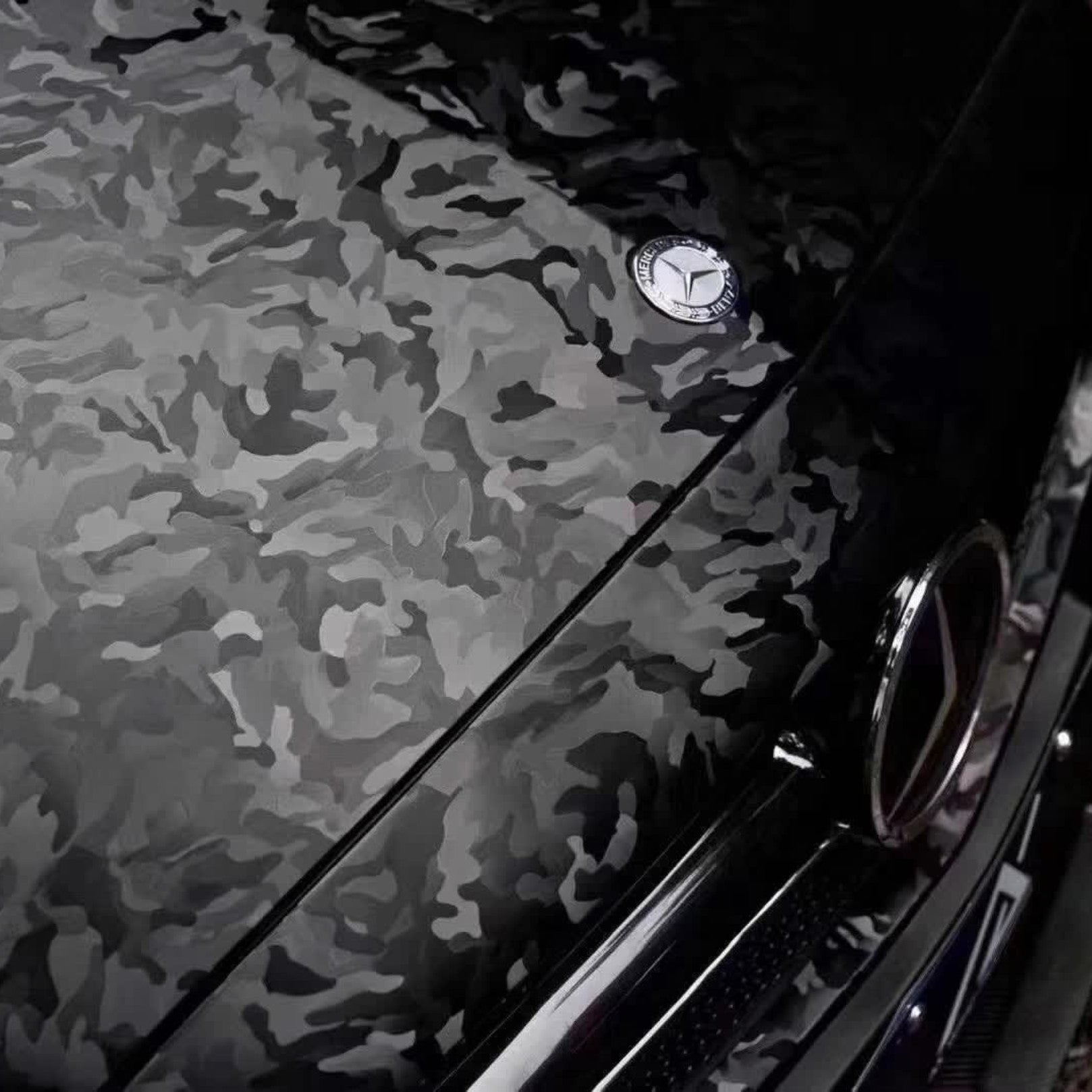 Gloss 3D Camouflage Black Car Vinyl Wrap