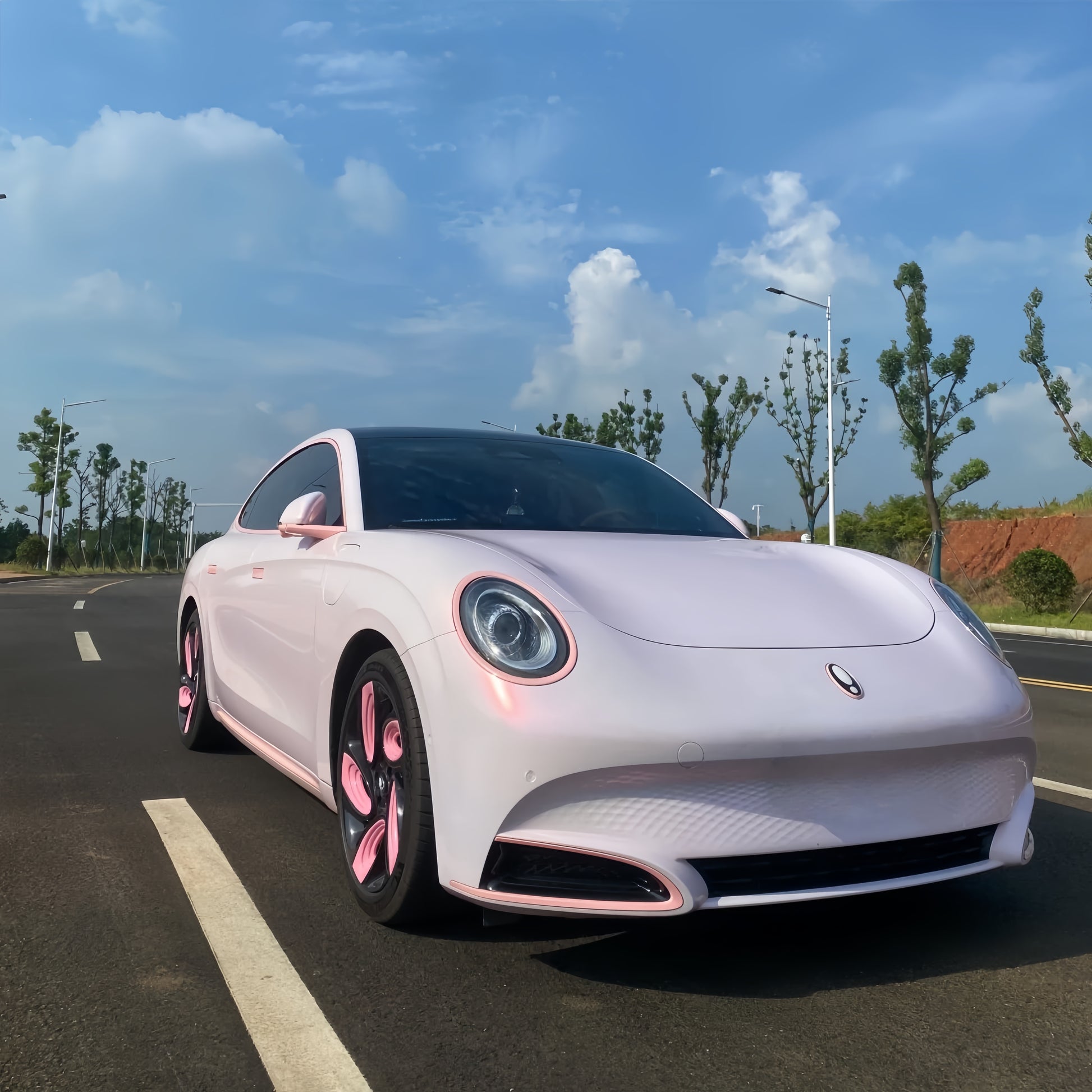 Gloss Metallic Pink to White Car Vinyl Wrap