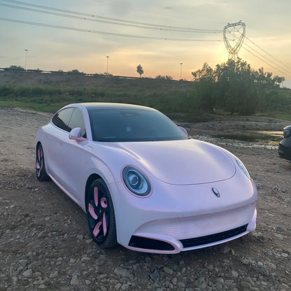 Gloss Metallic Pink to White Car Vinyl Wrap