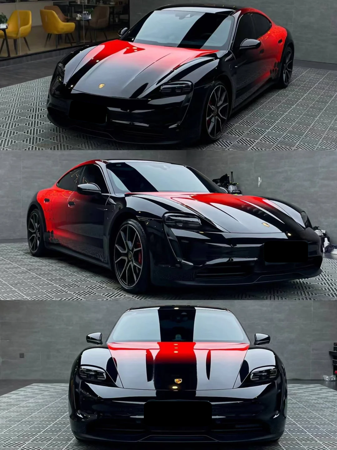 Gloss Red Black Dragon Scale Customized Car Vinyl Wrap