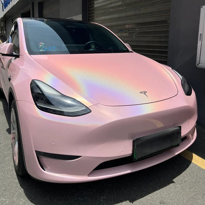 Glossy Laser Light Pink Car Vinyl Wrap