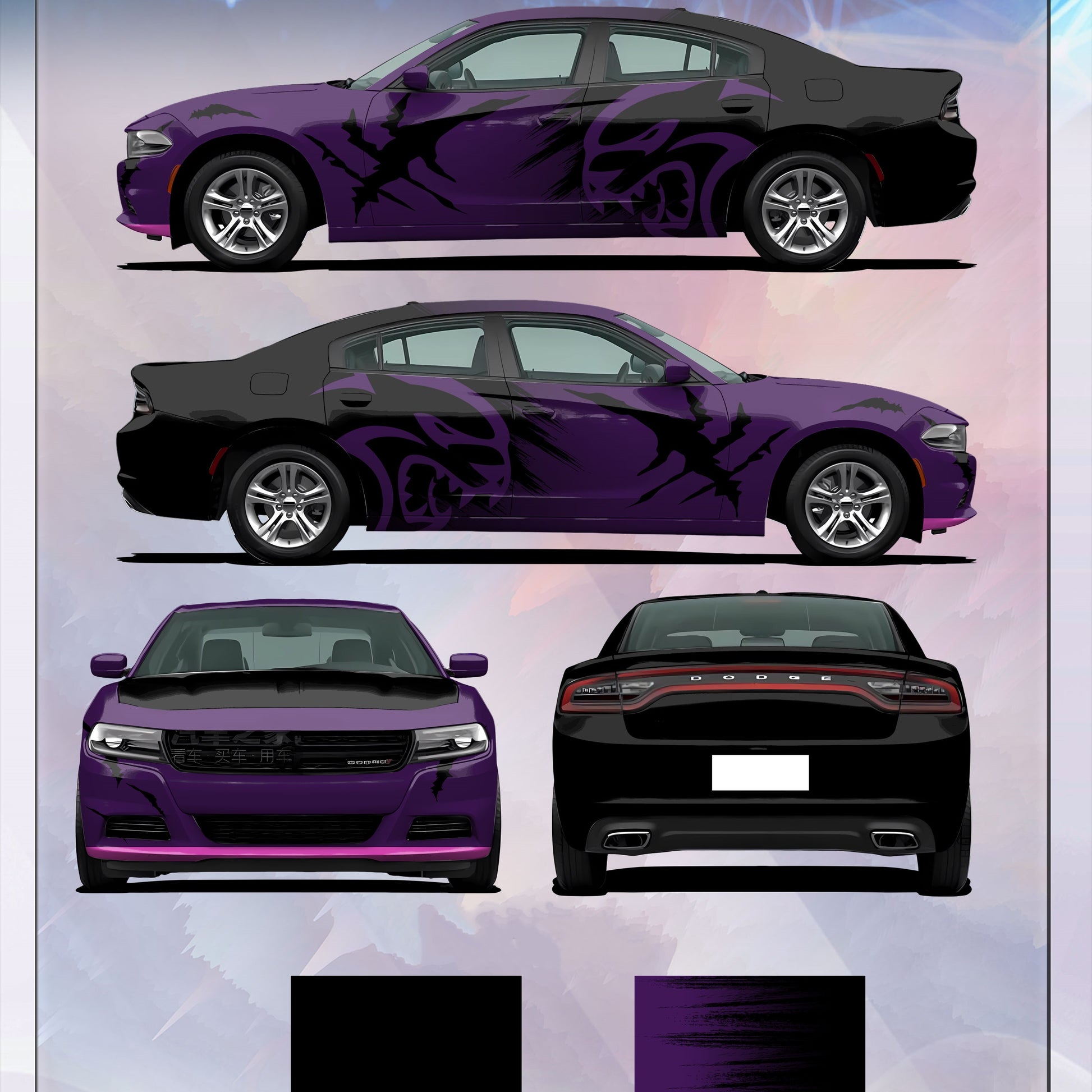 Hellcat Purple Black Custom Car Vinyl Wrap