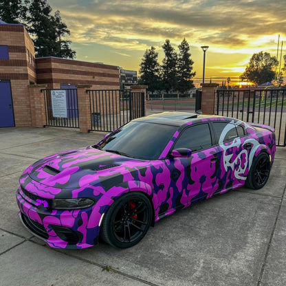 Hellcat Purple Camouflage Custom Car Vinyl Wrap - Free Shipping