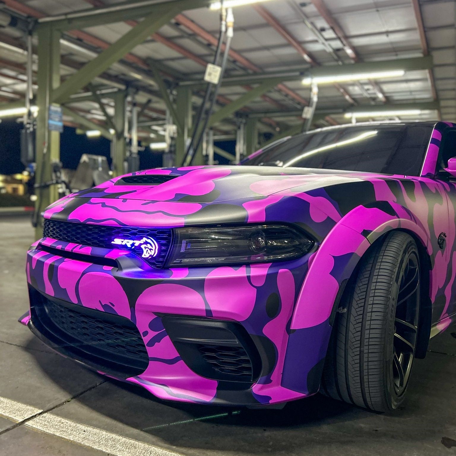 Hellcat Purple Camouflage Custom Car Vinyl Wrap - Free Shipping