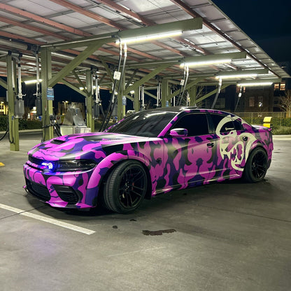 Hellcat Purple Camouflage Custom Car Vinyl Wrap - Free Shipping