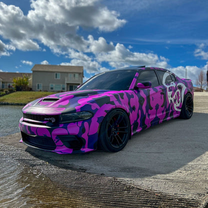 Hellcat Purple Camouflage Custom Car Vinyl Wrap - Free Shipping