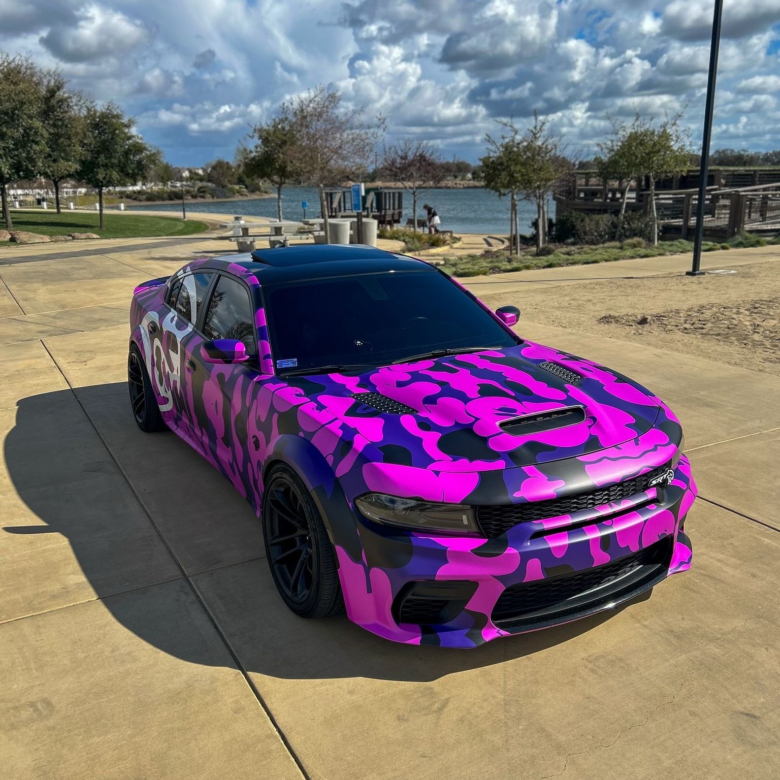 Hellcat Purple Camouflage Custom Car Vinyl Wrap - Free Shipping