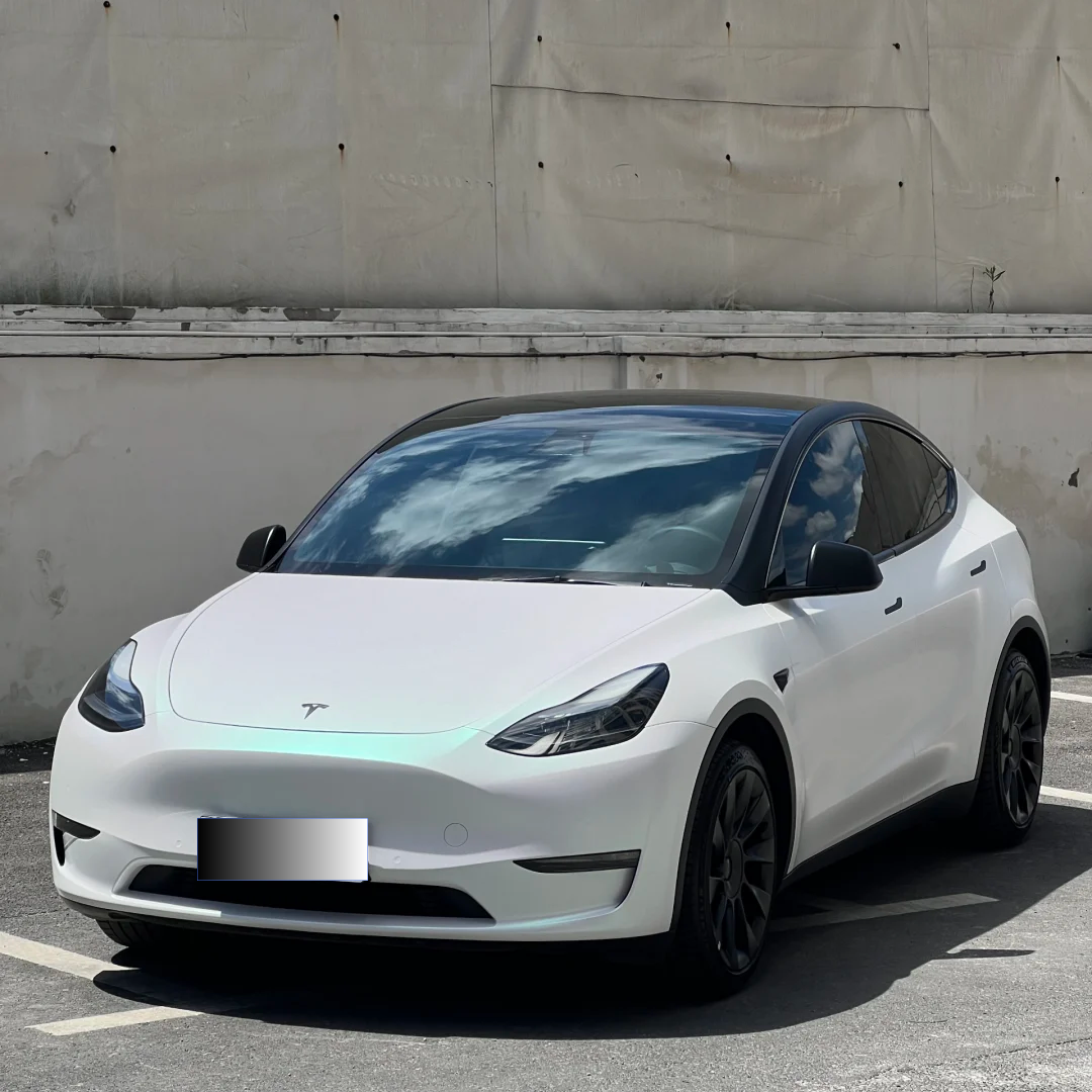 Tesla Matte Aurora White Car Vinyl Wrap