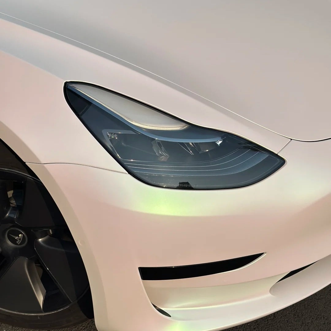 Tesla Matte Aurora White Car Vinyl Wrap
