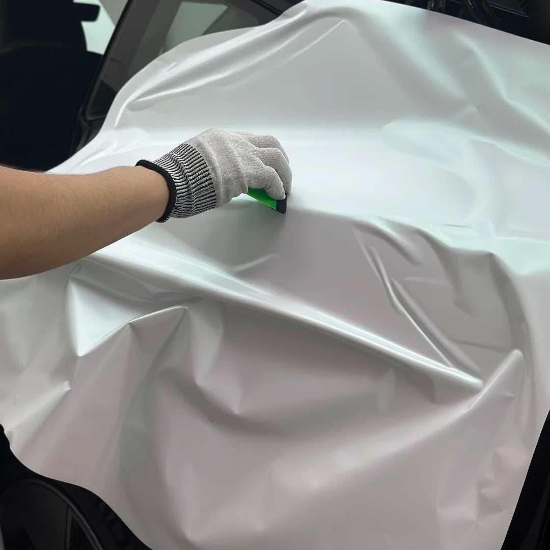 Tesla Matte Aurora White Car Vinyl Wrap