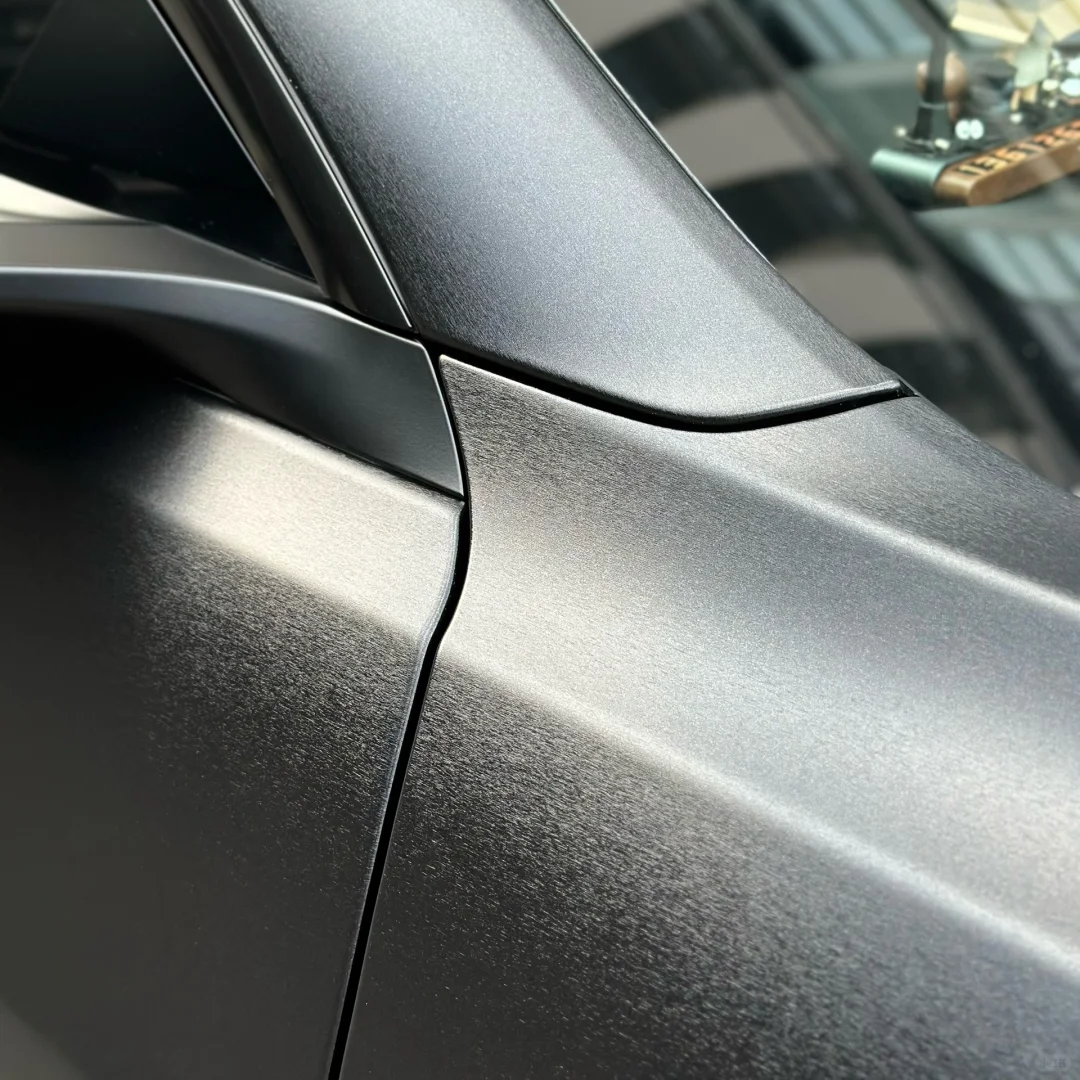 Matte Metallic Brushed Black Car Vinyl Wrap